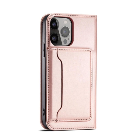 Magnet Card Case case for iPhone 14 Plus flip cover wallet stand pink