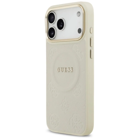 Guess Peony Hot Stamp MagSafe Case for iPhone 17 Pro Max - Beige