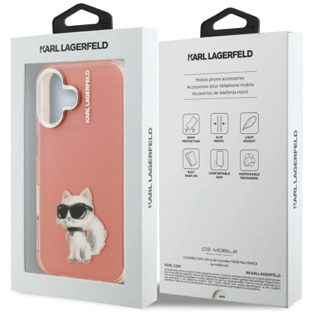 Karl Lagerfeld IML Aquarelle Choupette &amp; Logo iPhone 16 Case - Pink