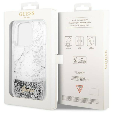 Guess GUHCP14XLCSGSGH iPhone 14 Pro Max 6.7" white/white hardcase Liquid Glitter Marble