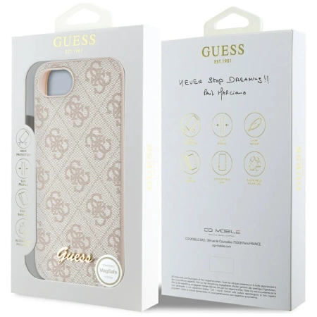 Guess 4G Script Logo MagSafe iPhone 16e Hülle - Rosa