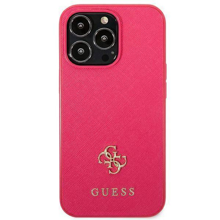 Original Handyhülle IPHONE 13 PRO Guess Hardcase Saffiano 4G Small Metal Logo (GUHCP13LPS4MF) rosa