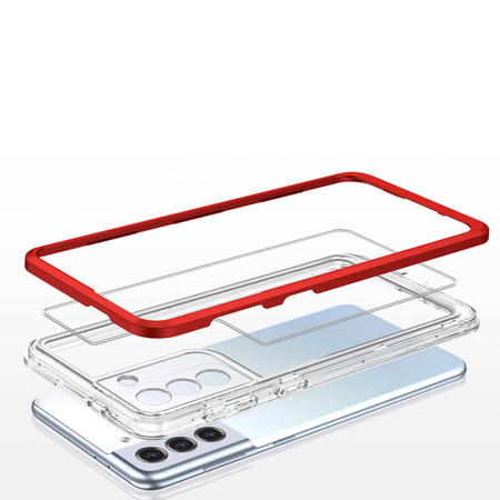 Clear 3in1 Case for Samsung Galaxy S21 5G Frame Gel Cover Red