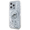 Original Handyhülle IPHONE 15 PRO MAX Karl Lagerfeld Hardcase Liquid Glitter Karl&Choupette Head MagSafe (KLHMP15XLGKCSGH) transparent