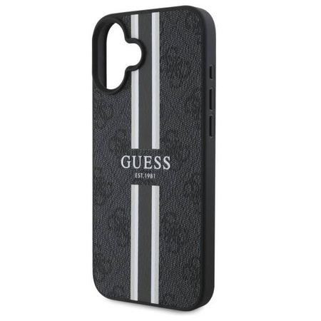 Original Case IPHONE 16 Guess Hardcase 4G Printed Stripes MagSafe (GUHMP16SP4RPSK) black