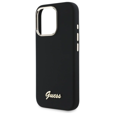Etui Guess Silicone Script Metal Logo & Frame na iPhone 16 Pro Max - czarne