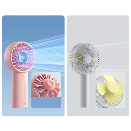 Mini wentylator Jisulife Handheld Fan Life4 5000mAh przenośny wiatraczek USB - różowy