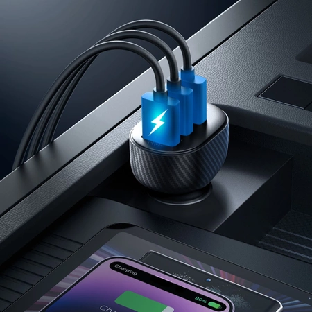 Ładowarka samochodowa Joyroom JR-CCD03 3.4A z wyświetlaczem 3x USB-A - czarna