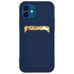 Kartenetui Silikon Wallet Case mit Kartenfach Dokumenten für Samsung Galaxy S22 Ultra Navy