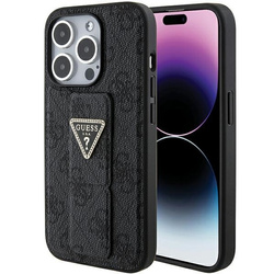 Guess nakładka do iPhone 15 Pro 6,1" GUHCP15LPGS4TDK czarna HC GRIPSTAND PU 4G TRIANGLE STRASS
