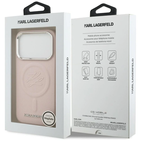 Etui Karl Lagerfeld Initial & Metal Logo MagSafe do iPhone 17 Pro Max - różowe
