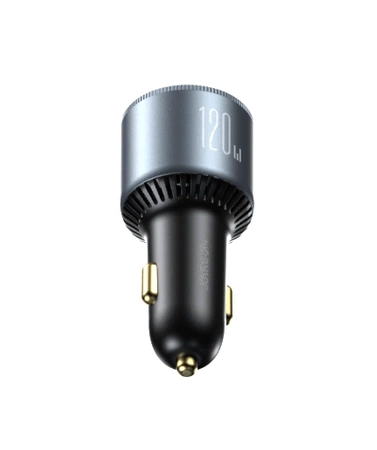 Joyroom JR-CCN07 car charger 120W 2xUSB-C USB-A + USB-C cable 100W - dark gray