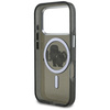 Karl Lagerfeld nakładka Magsafe IML glitter case metal camera frame and buttons Karl and Choupette sketch logo do iPhone 17 Pro transparentna
