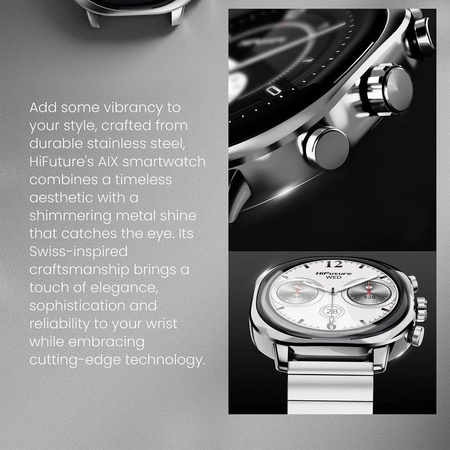 HIFUTURE smartwatch ze stali nierdzewnej ze sztuczną inteligencją AIX (OLED) (CORNING GORILLA GLASS) srebrny