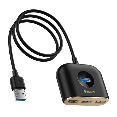 Rozdzielacz HUB 1m USB 3.0 na 3x USB 2.0 + 1x USB 3.0 Baseus Square Round 4 w 1 Adapter (CAHUB-AY01) czarny