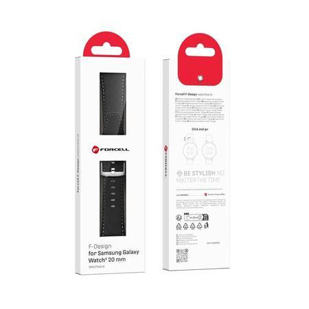 Pasek do Samsung Galaxy Watch Forcell F-Design FS21 skóra ekologiczna 20 mm czarny