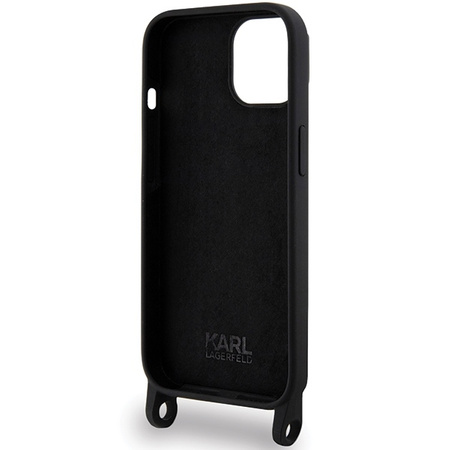 Karl Lagerfeld KLHCP15SSCBSKNK iPhone 15 6,1&quot; Hardcase schwarz/schwarz Crossbody Silikon Ikonik