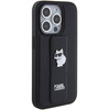 Karl Lagerfeld Gripstand Saffiano Choupette Pins case for iPhone 15 Pro - black