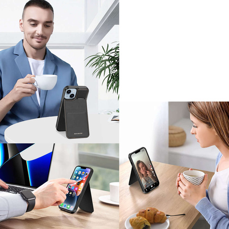 3 in 1 Case for iPhone 14 Plus with MagSafe Wallet RFID Blocking Stand Dux Ducis Rafi Mag - Black