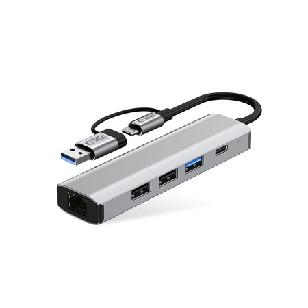 TECH-PROTECT HB03 HUB ADAPTER 5IN1 TYPE-C + USB2.0 + USB3.0 + RJ45 SPACE GREY