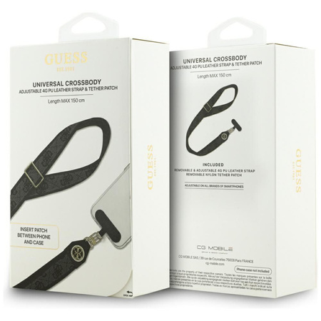 GUESS uniwesalny pasek GUUCNP4DGMK (4G PU Strap Tether Patch Strass Metal Logo) czarny