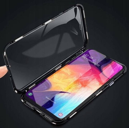 Case APPLE IPHONE 15 Double Magnetic 360° Aluminum and Tempered Glass black
