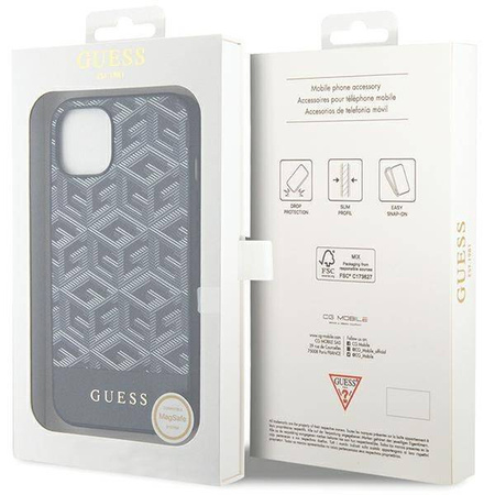 Original Handyhülle IPHONE 13 / 14 / 15 Guess Hardcase IML 4G MagSafe (GUHMP15SHGCFSEK) schwarz