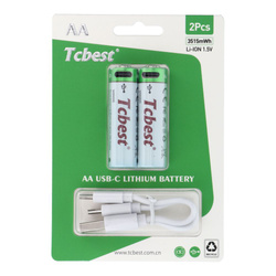 TCBEST bateria akumulatorowa R6 (AA) 950 mAh z gniazdem Typ C + kabel USB A do 2 x Typ C 2 szt