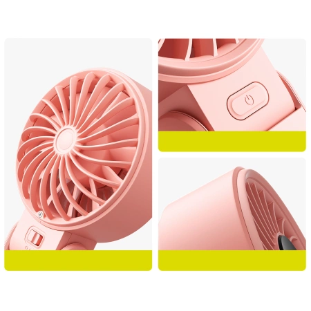 Mini wentylator Jisulife Handheld Fan Life7 3600mAh przenośny wiatraczek USB - różowy