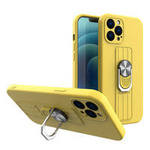 Ring Case silikonowe etui z uchwytem na palec i podstawką do iPhone 12 Pro Max żółty