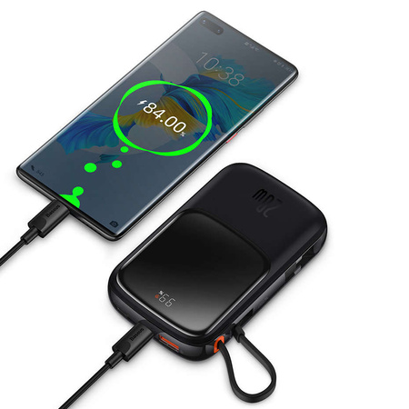 Powerbank 10000mAh 20W Baseus Qpow Pro Overseas Edition + USB C 3A Cable - Black