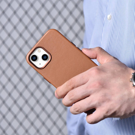 iCarer Case Leather genuine leather case for iPhone 14 Plus braun () (MagSafe compatible)
