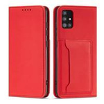Magnetkartenetui für Samsung Galaxy A52 5G Tasche Brieftasche Kartenhalter rot