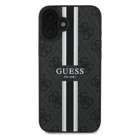GUESS futerał do IPHONE 16 Plus kompatybilny z MagSafe GUHMP16MP4RPSK (4G Pronted Stripes) czarny