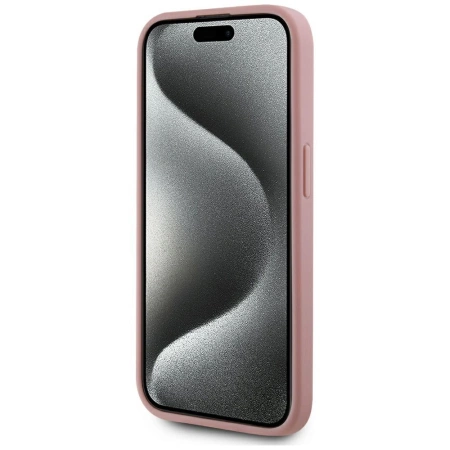 Karl Lagerfeld Wrinkled Metal Signature iPhone 15 Pro Max Hülle - Rosa