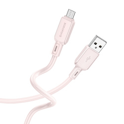Borofone Kabel BX94 Crystal color - USB na Micro USB - 2,4A 1 metr jasnoróżowy