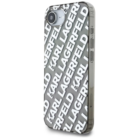 Karl Lagerfeld IML Repeat Logo Hülle für iPhone 16e - Silber