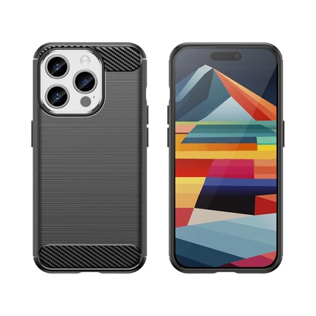 Flexible Carbon-Musterhülle für iPhone 15 Pro Carbon Case – Schwarz