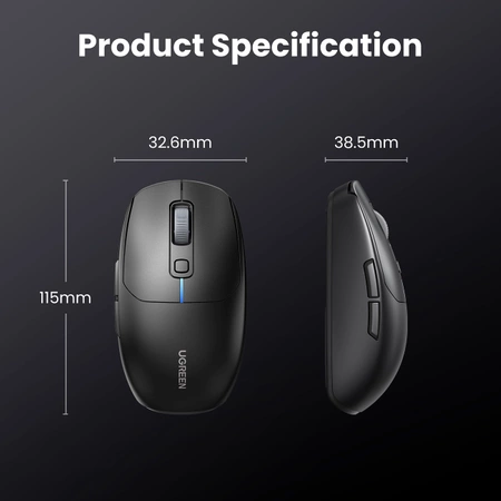 Ugreen MU103 Bluetooth 5.0 Computermaus / 2,4 GHz USB-Empfänger – Schwarz