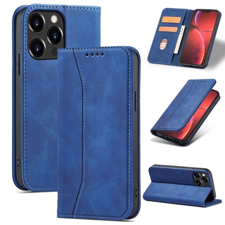Magnet Fancy Case Hülle für iPhone 14 Pro Max Hülle mit Flip Wallet Ständer blau