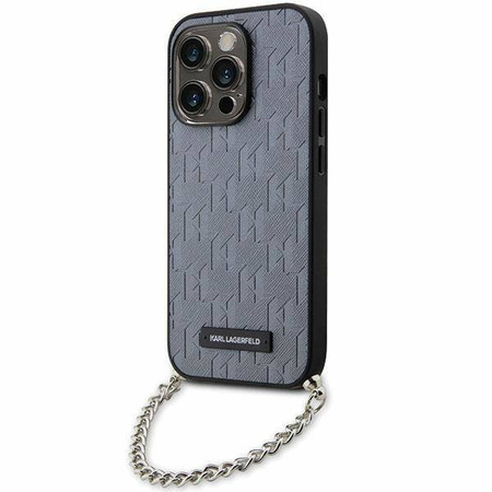 Karl Lagerfeld KLHCP14LSACKLHPG iPhone 14 Pro 6,1&quot; Silber/Silber Hardcase Saffiano Monogram Chain