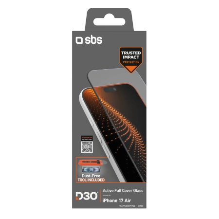 SBS Schutzglas mit D3O-Technologie Set mit Applikator für iPhone 17 Air