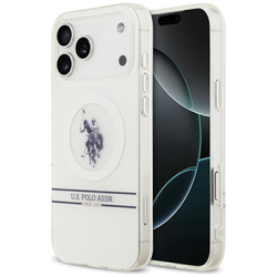 Etui US Polo DH and Bottom Stripe Logo   MagSafe do iPhone 17 Pro Max biały