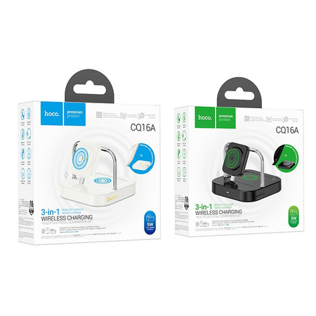 HOCO ładowarka indukcyjna 3w1 kompatybilna z Apple Watch 3A 5W CQ16A biała