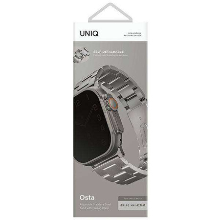 Armband für APPLE WATCH 4 / 5 / 6 / 7 / 8 / SE / ULTRA (42 / 44 / 45 / 49 MM) UNIQ Osta Stainless Steel silber