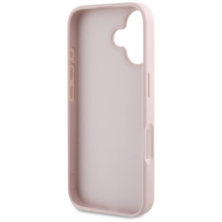 Case IPHONE 16 Guess Hot Stamp 4G Pattern Triangle Metal Logo pink