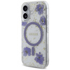Original Handyhülle IPHONE 16 Guess Hardcase Resin Flowers Glitter MagSafe violett