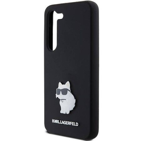 Oryginalne Etui KARL LAGERFELD hardcase Silicone Choupette Metal Pin KLHCS24SSMHCNPK do Samsung Galaxy S24 czarny
