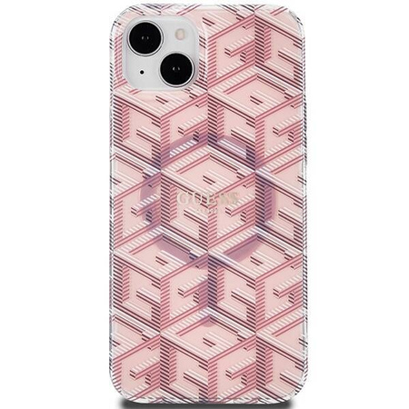 Oryginalne Etui GUESS Hardcase GUHMP15SHGCUSTGP do iPhone 15 (Kompatybilny z Magsafe / IML GCUBE / różowy)