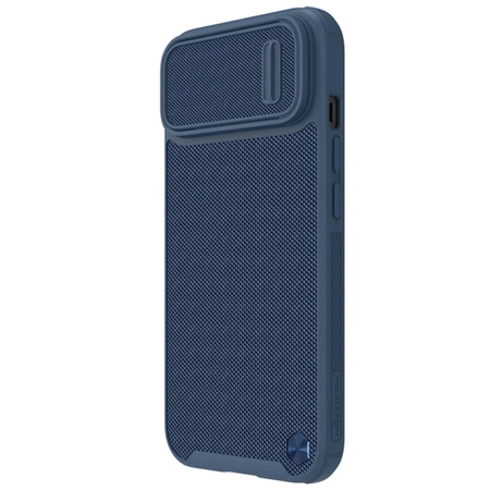 Nillkin Textured S Case für iPhone 14 Plus, gepanzerte Hülle mit Kameraabdeckung, blau